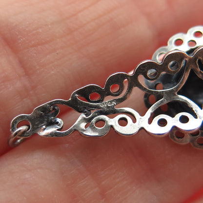925 Sterling Silver Antique Flower & Butterfly Filigree Oxidized Charm Pendant