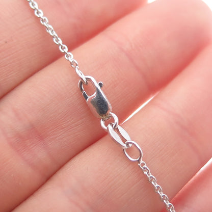 SUN 925 Sterling Silver Real White & Pink Topaz Love Cable Chain Necklace 18"