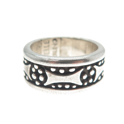 LABELLE 925 Sterling Silver Vintage Modernist Oxidized Band Ring Size 7.25