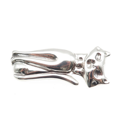 925 Sterling Silver Vintage Mexico Modernist Cat Pin Brooch