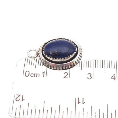 Old Pawn 925 Sterling Silver Vintage Southwestern Lapis Tribal Charm Pendant