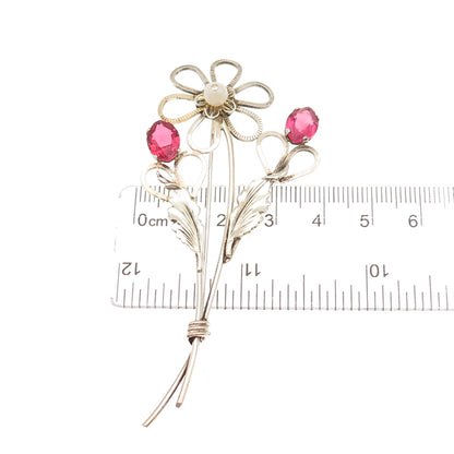 Providence St. Sterling 1/20 12K GF Antique Rhinestone Faux Pearl Floral Brooch