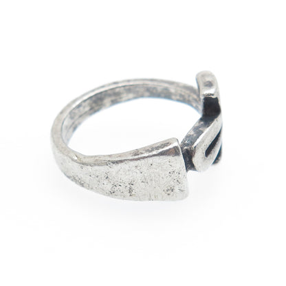 925 Sterling Silver Vintage Egyptian Ankh Oxidized Ring Size 5.75