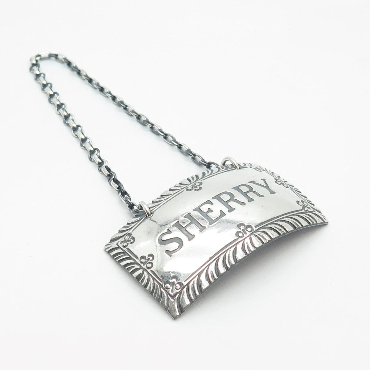 925 Sterling Silver Vintage Stieff Williamsburg "Sherry" Bottle Tag
