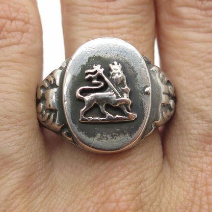 925 Sterling Silver Vintage Lion of Judah Dome Ring Size 11.25