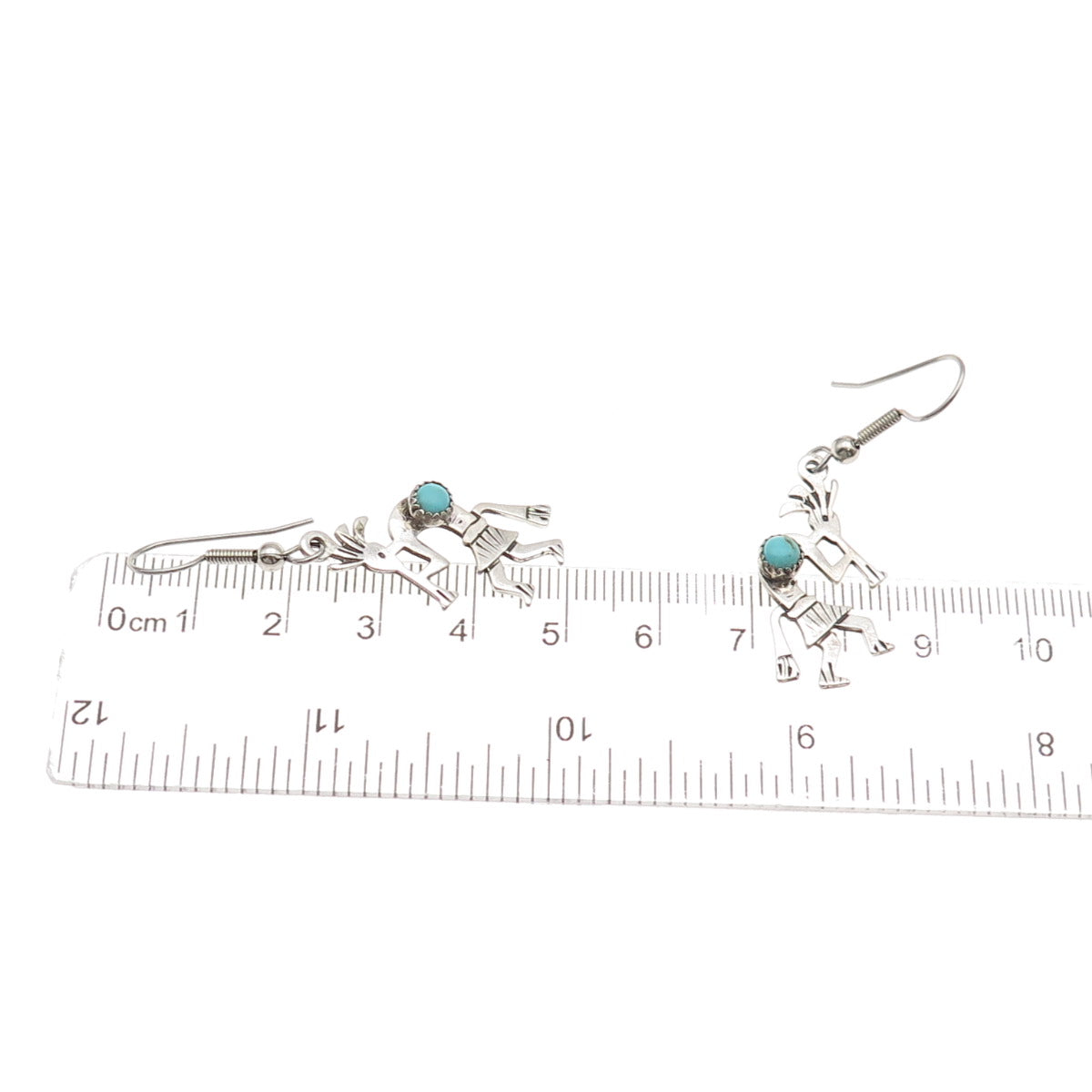 Abel Toledo Navajo Old Pawn Sterling Silver Vintage Turquoise Kokopelli Earrings