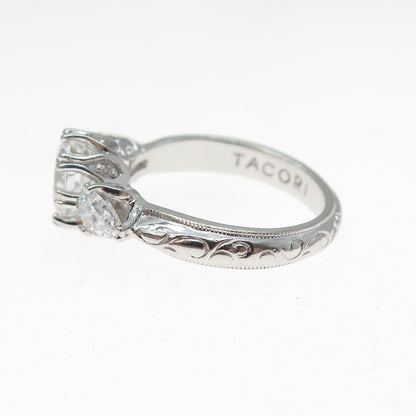 TACORI 925 Sterling Silver Round & Pear-Cut C Z Engagement Ring Size 8.25