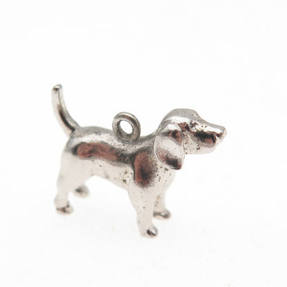 925 Sterling Silver Vintage Beagle Dog 3D Mini Charm Pendant
