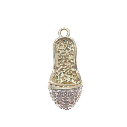 925 Sterling Silver Gold Plated Round-Cut C Z Ladies Shoe Minimalist Pendant
