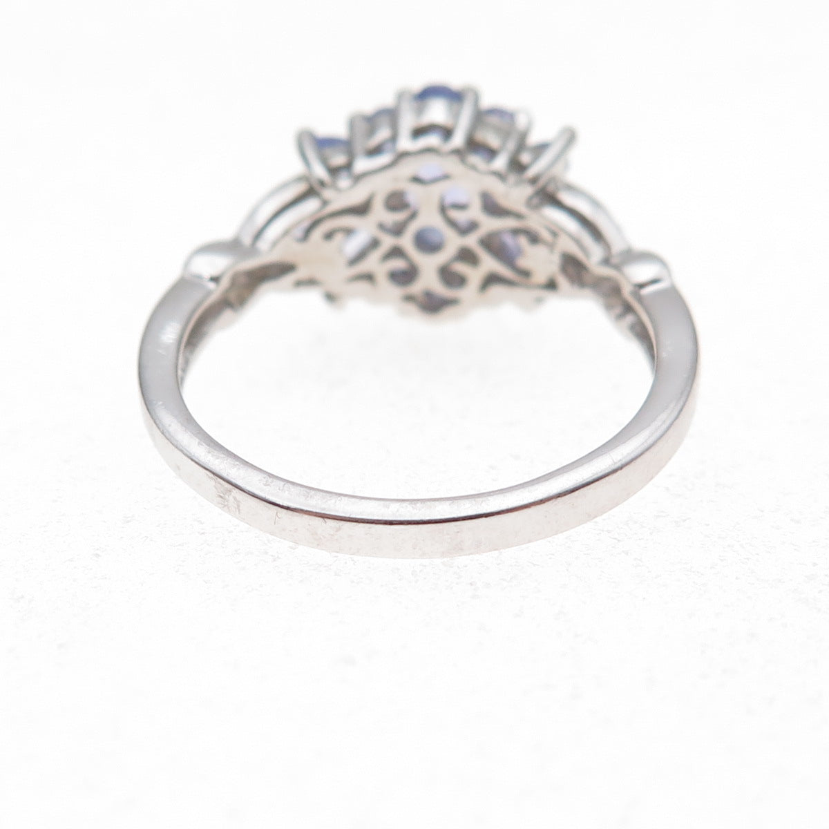 Chuck Clemency 925 Sterling Silver Real Multi-Cut Tanzanite Floral Ring Size 8