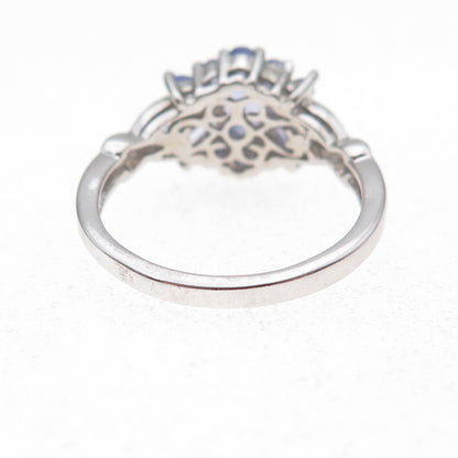 Chuck Clemency 925 Sterling Silver Real Multi-Cut Tanzanite Floral Ring Size 8