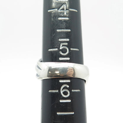 925 Sterling Silver Vintage Ribbed Ring Size 5.75