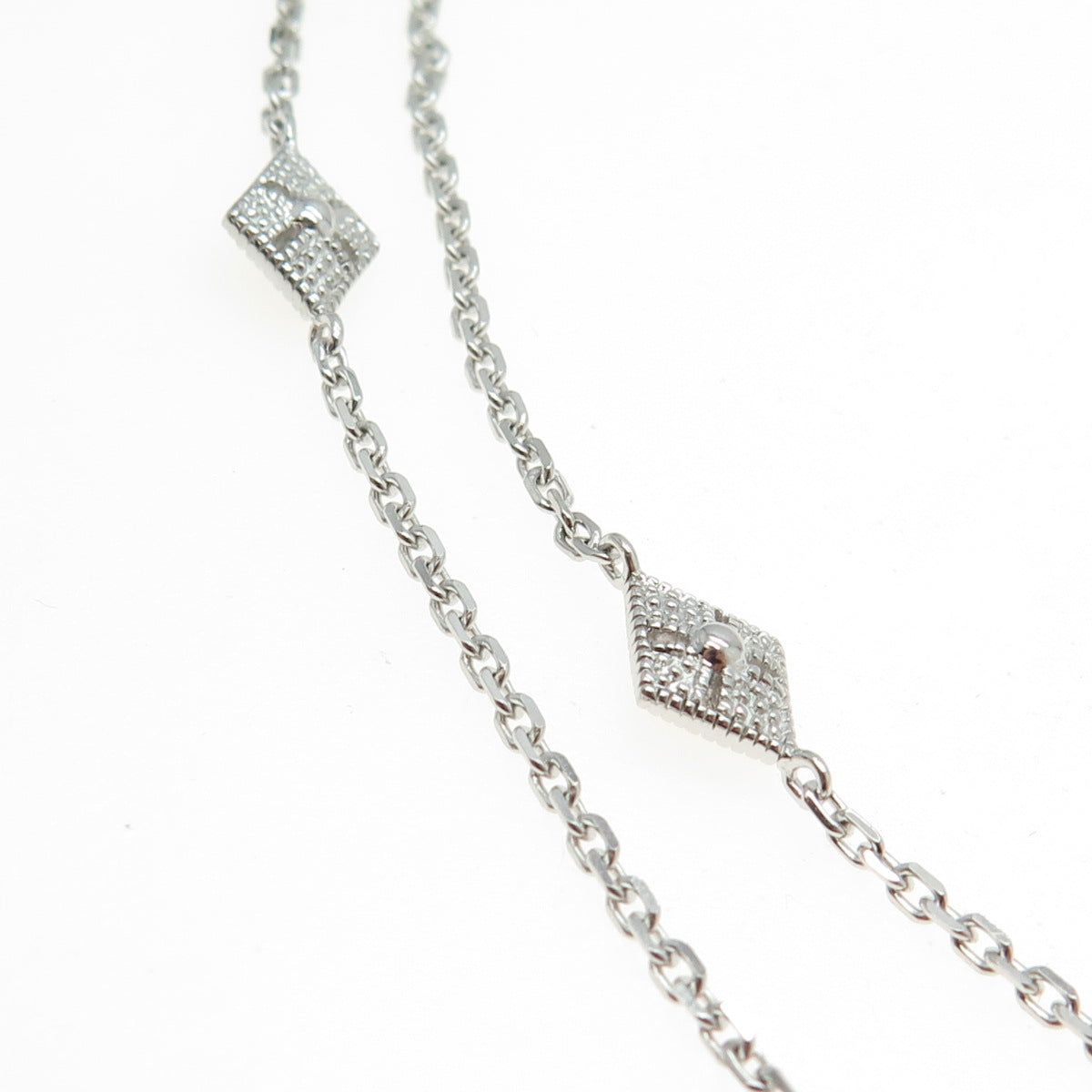 925 Sterling Silver Rhombus By The Yard Long Chain Necklace 36"