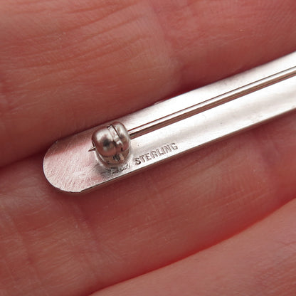 925 Sterling Silver Vintage Engraved Floral Bar Pin Brooch