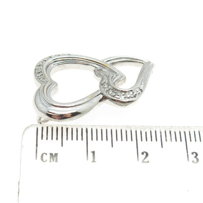BGE Bradford Sterling Silver Real Diamond Mom & Daughter Forever Heart Pendant