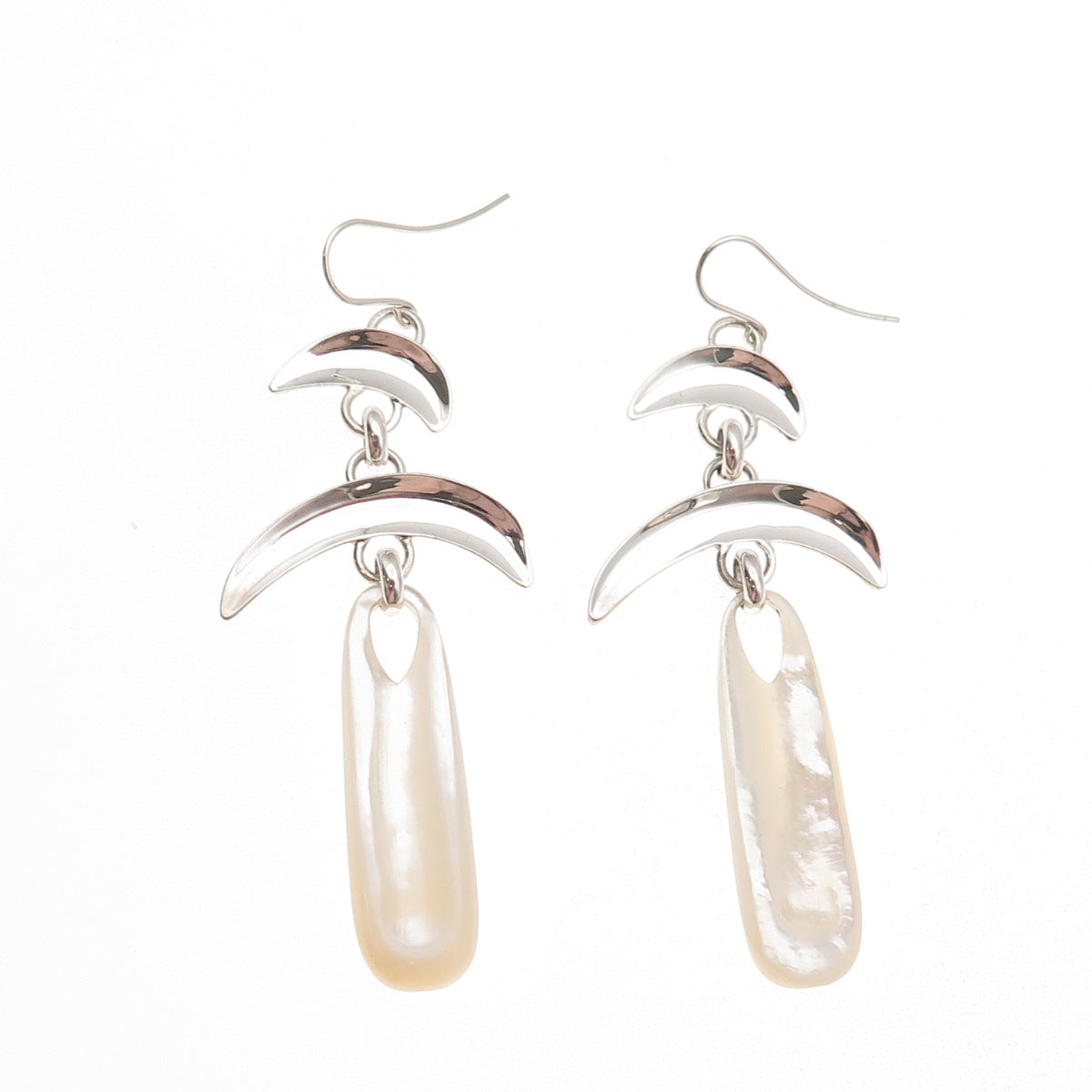 Robert Lee Morris Sterling Silver Vintage Real Pearl Modernist Dangle Earrings