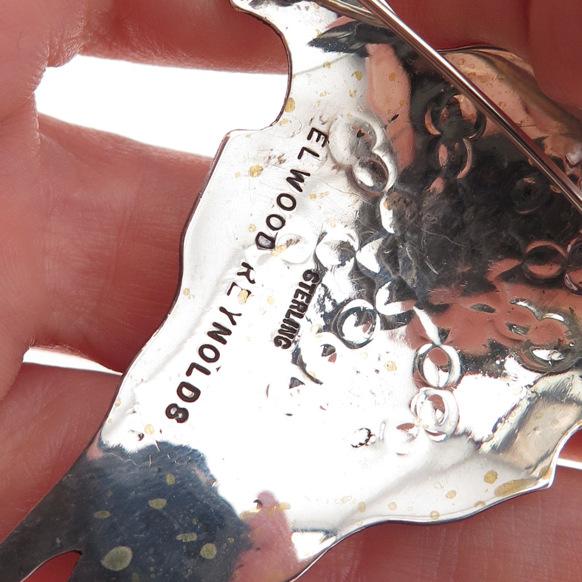 Ellwood Reynolds Old Pawn 925 Sterling Silver Vintage Buffalo Skull Pin Brooch