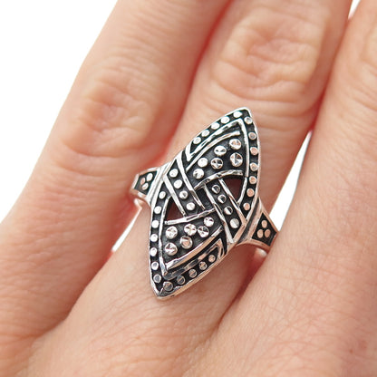SILVER FOX 925 Sterling Vintage Modernist Dotted Oxidized Ring Size 6.25