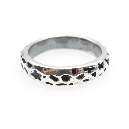 925 Sterling Silver Vintage Modernist Celestial Oxidized Band Ring Size 9.75