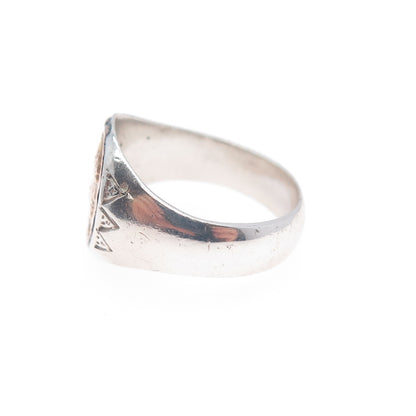 18K Gold 925 Sterling Silver Vintage Indian Chief Signet Ring Size 8