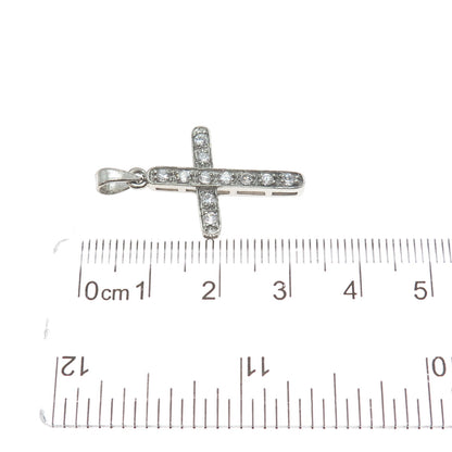 925 Sterling Silver Round-Cut C Z Cross Charm Pendant