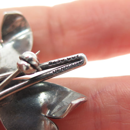 CARL OVE FRYDENSBERG 925S Sterling Vintage Denmark Modernist Flower Pin Brooch