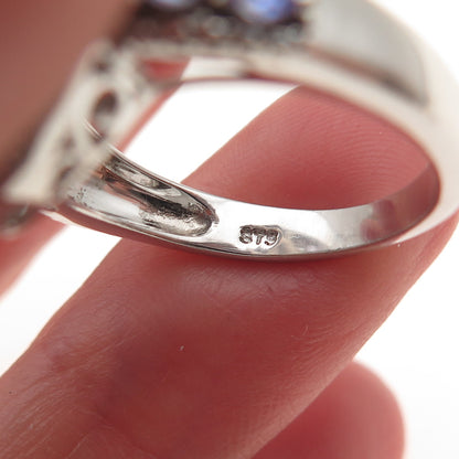 Chuck Clemency Sterling Silver Real Round & Pear-Cut Tanzanite Ring Size 8.25