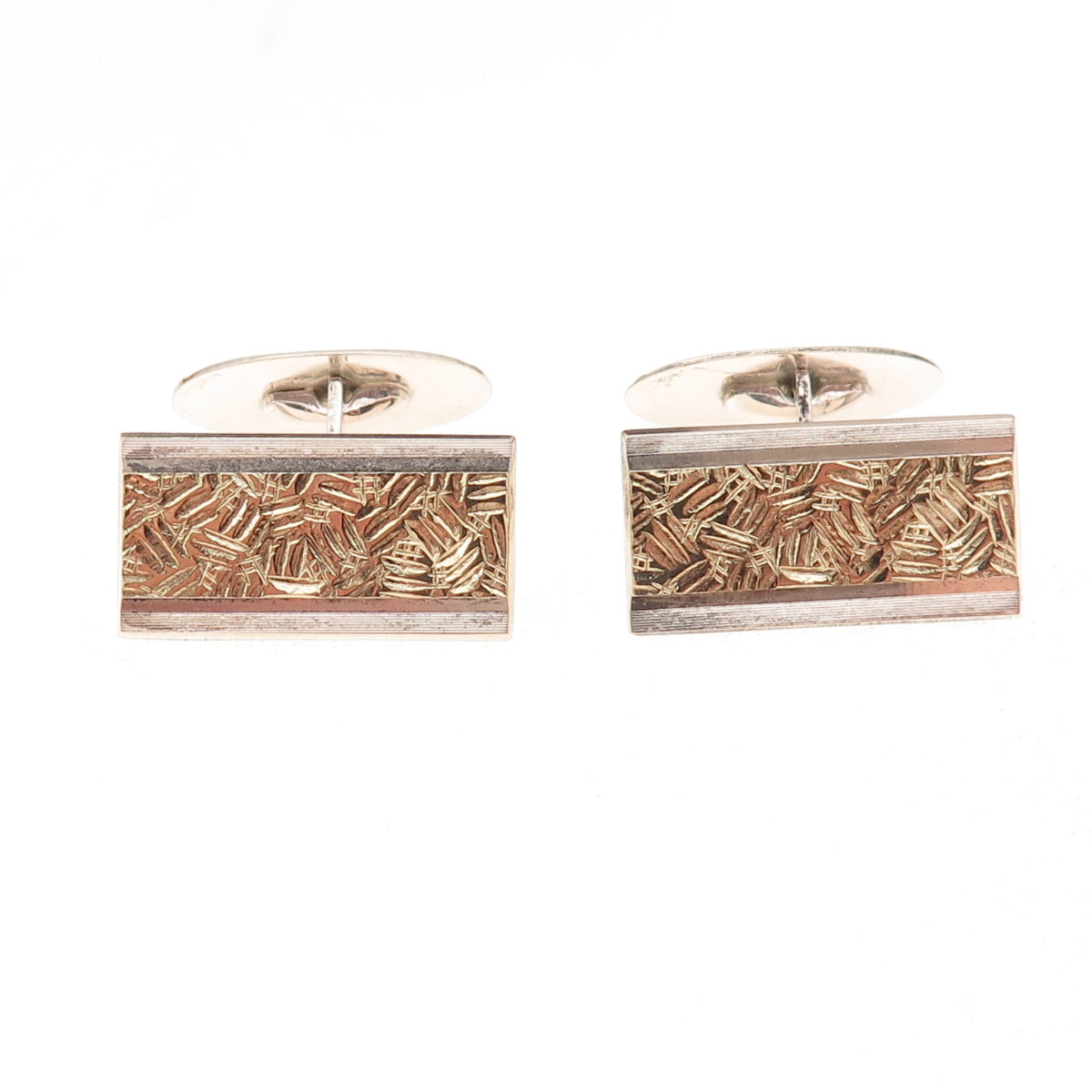 830S Silver 2-Tone Vintage Scandinavian Modernist Cufflinks