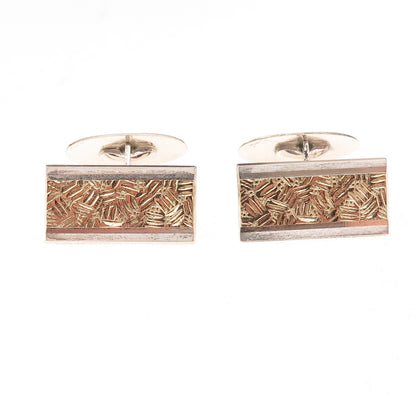 830S Silver 2-Tone Vintage Scandinavian Modernist Cufflinks