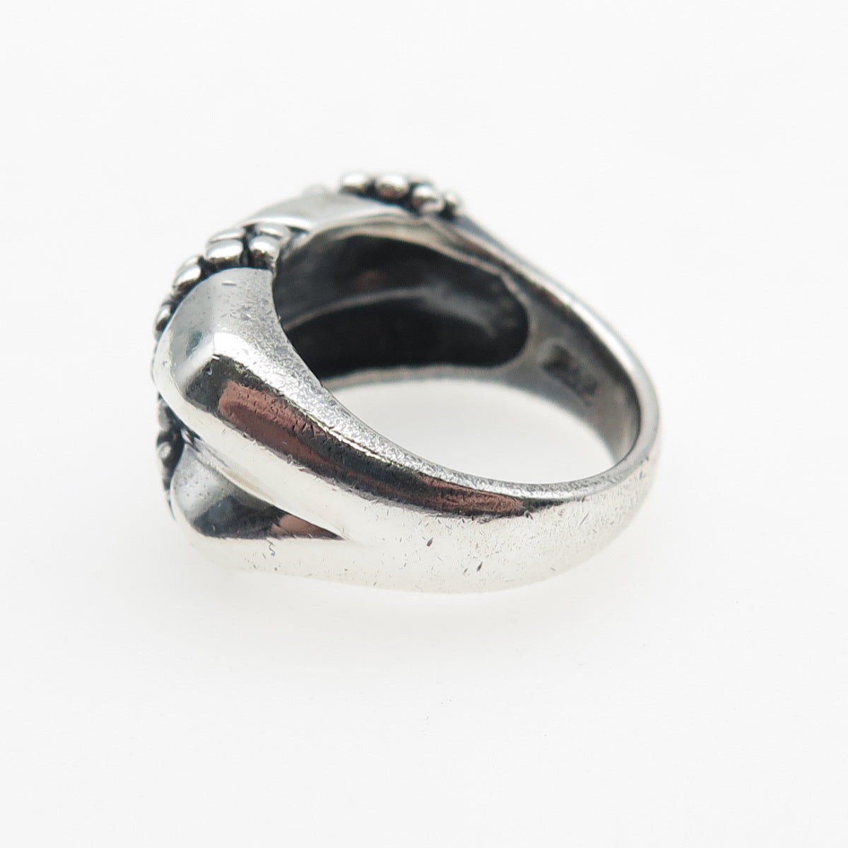 KEN CRAFTS 925 Sterling Silver Vintage Modernist Dotted Oxidized Ring Size 6
