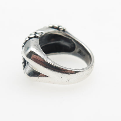 KEN CRAFTS 925 Sterling Silver Vintage Modernist Dotted Oxidized Ring Size 6