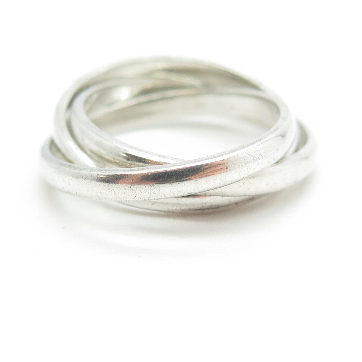925 Sterling Silver Vintage Trinity Interlocked Band Ring Size 6.75