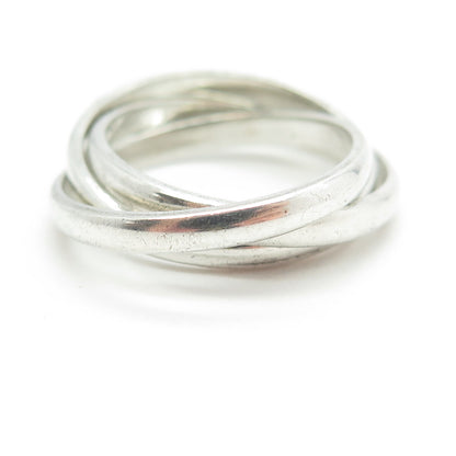 925 Sterling Silver Vintage Trinity Interlocked Band Ring Size 6.75