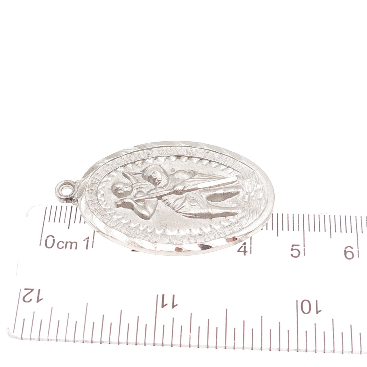 925 Sterling Silver Antique Art Deco St. Christopher Medal Charm Pendant