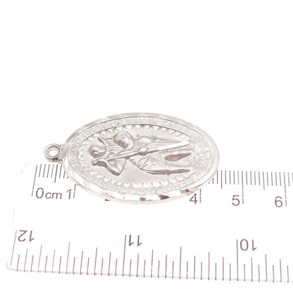 925 Sterling Silver Antique Art Deco St. Christopher Medal Charm Pendant