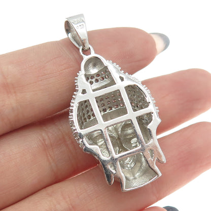 925 Sterling Silver Round-Cut C Z Buddha Pendant