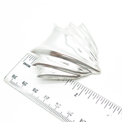 925 Sterling Silver Vintage Ribbed Pin Brooch