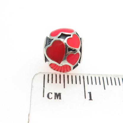 PANDORA 925 Sterling Silver Enamel Heart Bead Charm
