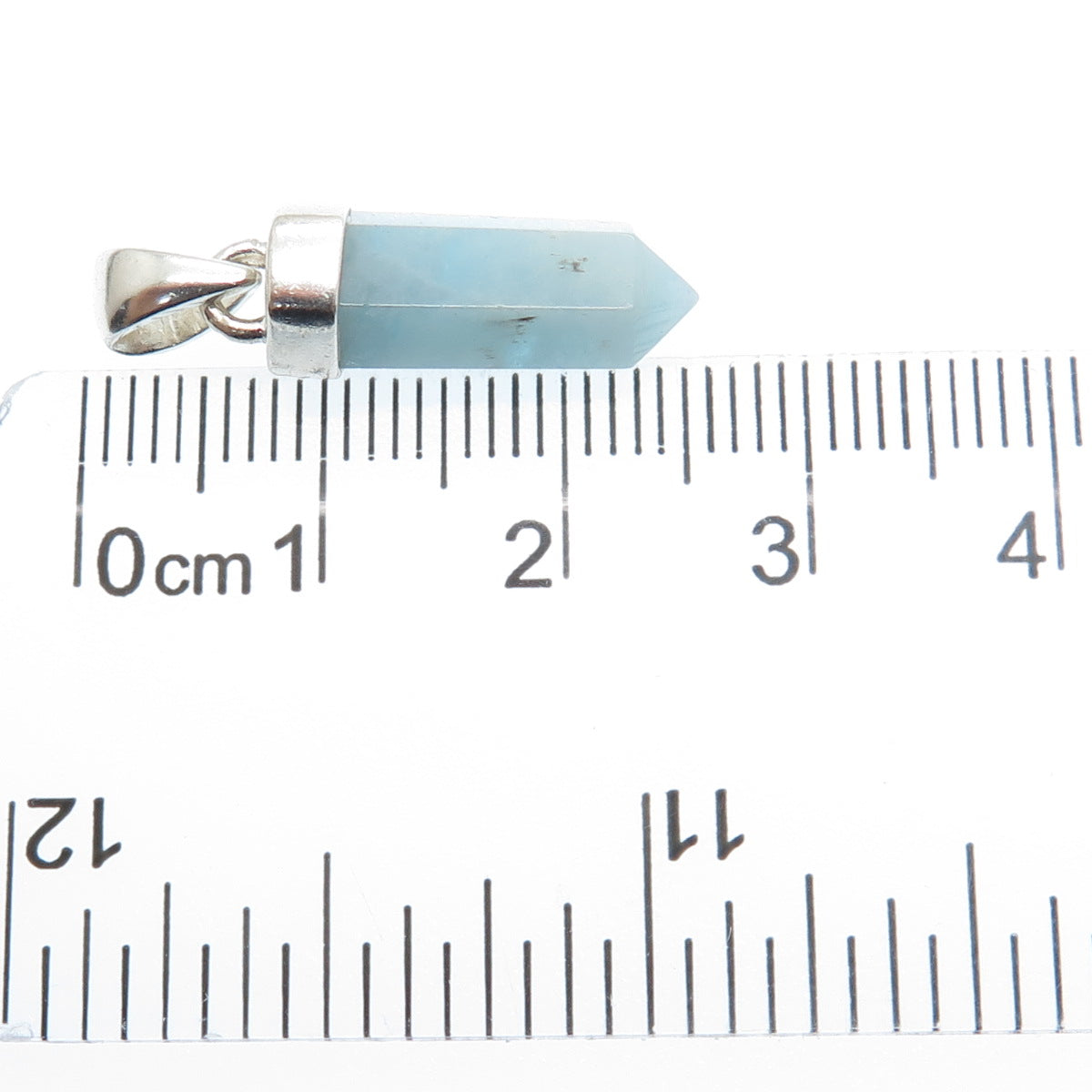 925 Sterling Silver Vintage Real Milky Aquamarine Amulet Charm Pendant