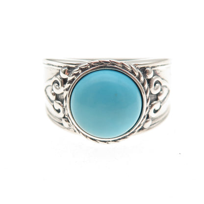 925 Sterling Silver Vintage Real Sleeping Beauty Turquoise Ring Size 8.25