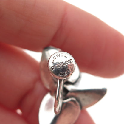 JewelArt 925 Sterling Silver Vintage Floral Oxidized Screw Back Earrings