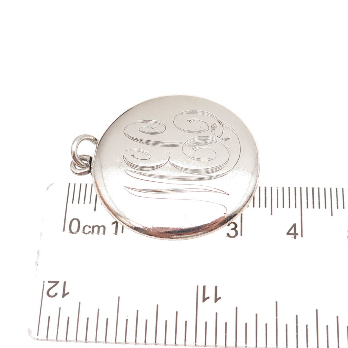 925 Sterling Silver Antique Art Deco Engraved MEC Monogram Locket Pendant