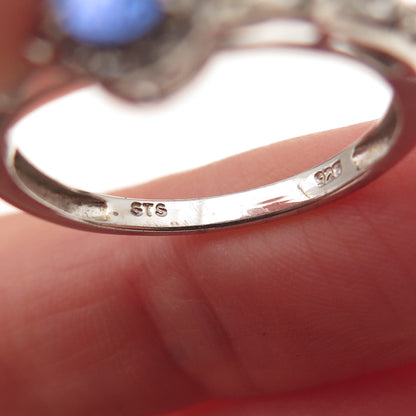 Chuck Clemency 925 Sterling Silver Real Tanzanite & White Topaz Ring Size 8.25