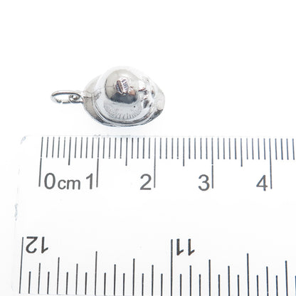 925 Sterling Silver Antique Bermuda Fireman Helmet Minimalist 3D Charm Pendant
