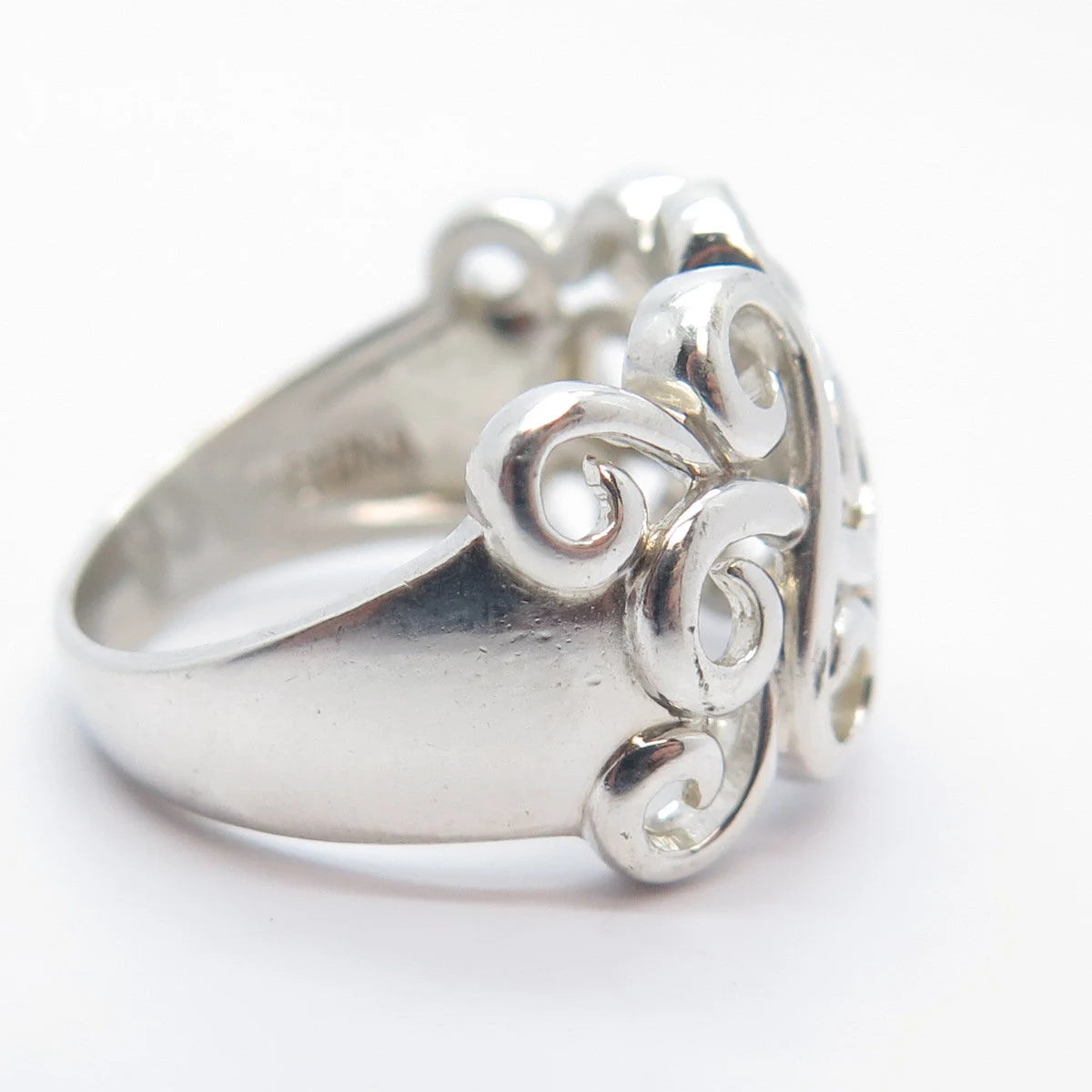 925 Sterling Silver Vintage Swirl Ring Size 6.25