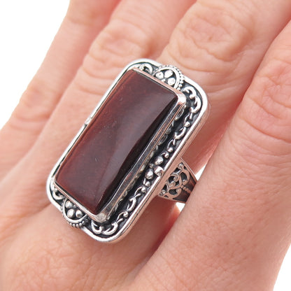 RJ Graziano 925 Sterling Silver Vintage Real Tiger Eye Oxidized Ring Size 7.25