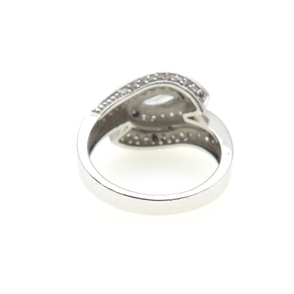 925 Sterling Silver Marquise & Round-Cut C Z Ring Size 9