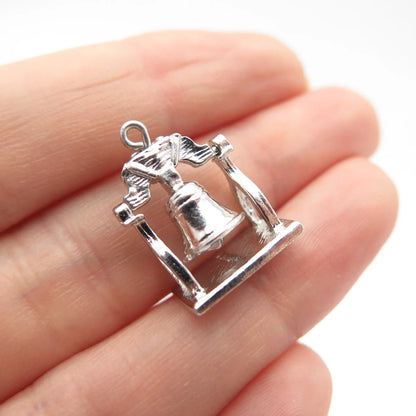 925 Sterling Silver Vintage Bell Charm Pendant