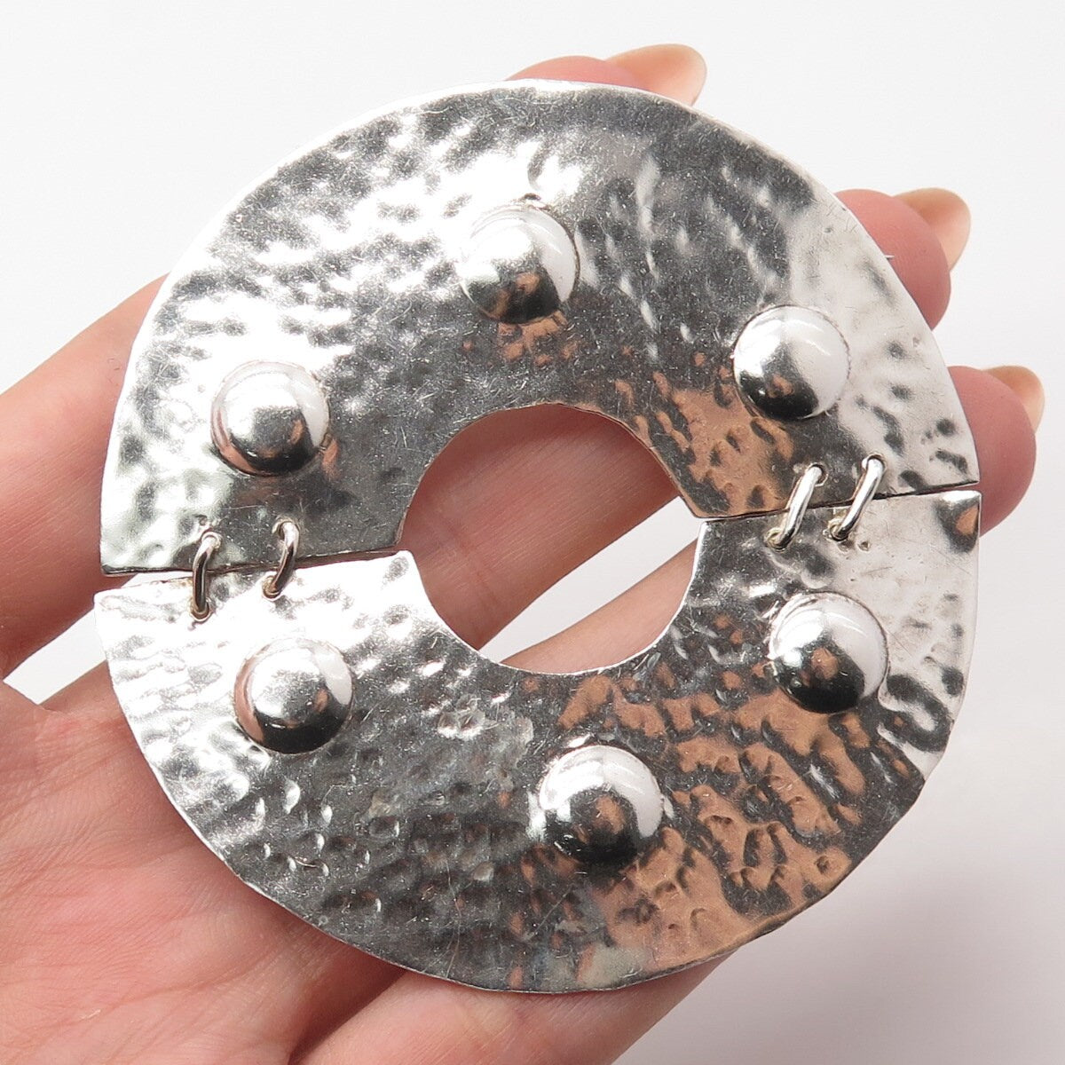 925 Sterling Silver Vintage Mexico Modernist Large Pin Brooch