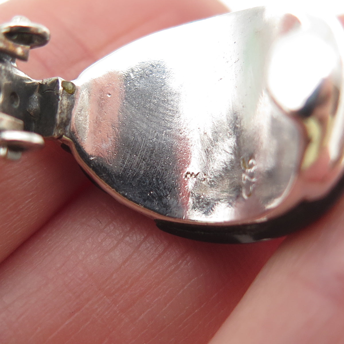 925 Sterling Silver Vintage Real Black Onyx Modernist Clip On Earrings